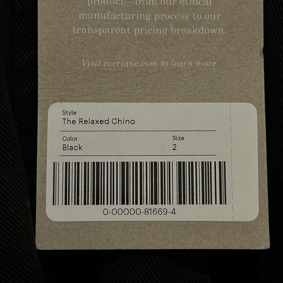 Everlane The Tencel Relaxed Chino Pants Black High Rise Women's 2 NWT Pockets - Picture 13 of 13